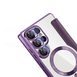 Cu clapetă pentru Samsung Galaxy S25 Ultra, RFID Wallet MagSafe CamShield, violet