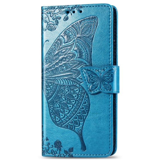 Cu clapetă pentru Xiaomi Redmi 9, Butterfly, albastru