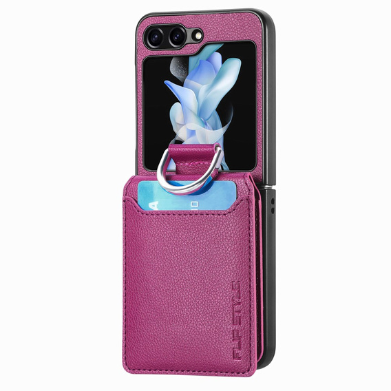 Carcasă pentru Samsung Galaxy Z Flip7 FE / Z Flip6, Card Slot Ring Case, violet