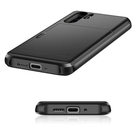 Huse pentru Huawei P30 Pro, Sliding Card Holder, negru