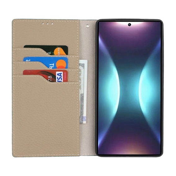 Cu clapetă pentru Samsung Galaxy S25 Ultra, Litchi Skin Grain, albastru
