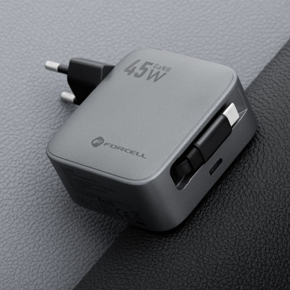 Încărcător de rețea Forcell F-Energy 45W GaN cu cablu USB-C