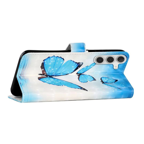 Cu clapetă pentru Samsung Galaxy A05s, Wallet, Butterflies, albastru