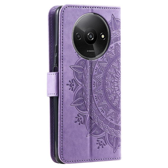 Cu clapetă pentru Xiaomi Redmi A3, Mandala, violet