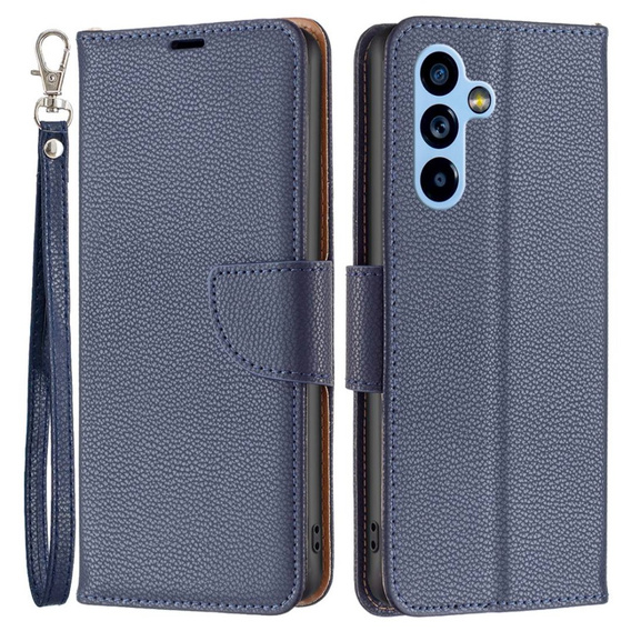 Cu clapetă pentru Samsung Galaxy A54 5G, Wallet Litchi Magnet, albastru închis