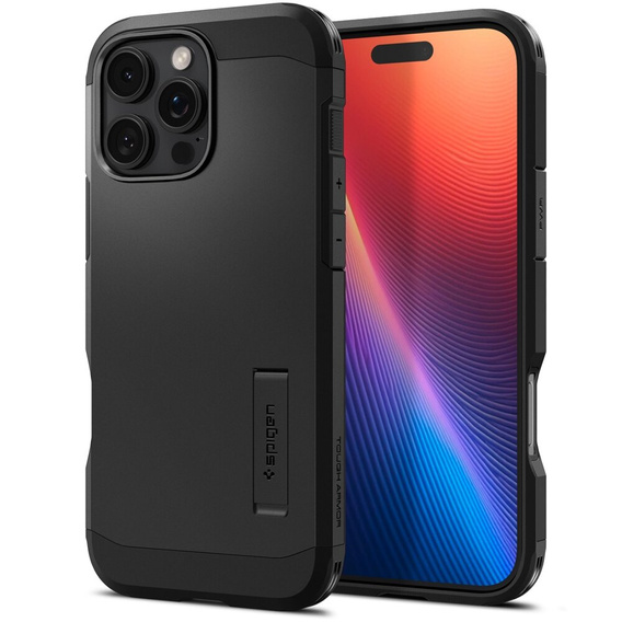 Carcasa Spigen pentru iPhone 16 Pro, Tough Armor Mag MagSafe, negru + 9H Tempered Glass