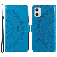 Cu clapetă pentru Motorola Moto G73 5G, Mandala Flower, albastru