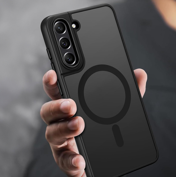 Husă pentru Samsung Galaxy S21 FE, pentru MagSafe, ERBORD Matt Case, negru + sticlă pentru ecran