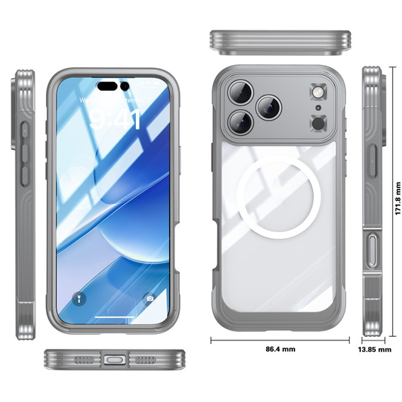 Carcasă rezistentă la șocuri cu sticlă pentru MagSafe pentru iPhone 17 Pro Max