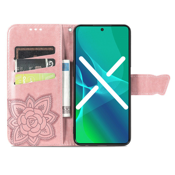 Cu clapetă pentru Oppo A78 4G, Butterfly, roz rose gold