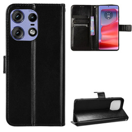 Cu clapetă pentru Motorola Edge 50 Pro, Crazy Horse Wallet, negru