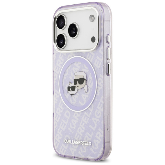 Husă MagSafe cu logo Karl & Choupette Heads IML Glitter Karl Lagerfeld pentru iPhone 17 Pro