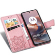 Cu clapetă pentru Motorola Moto G86 Power 5G, Butterfly, roz rose gold