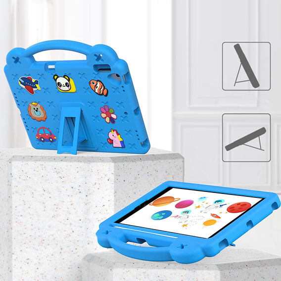 Husă pentru copii pentru iPad 10.2" 2021/2020/2019 (9/8/7 gen.) / Air 10.5" 2019 (3 gen.), Cute Patterns, cu suport, albastru