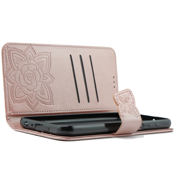 Cu clapetă pentru Oppo A79 5G, Butterfly, roz rose gold