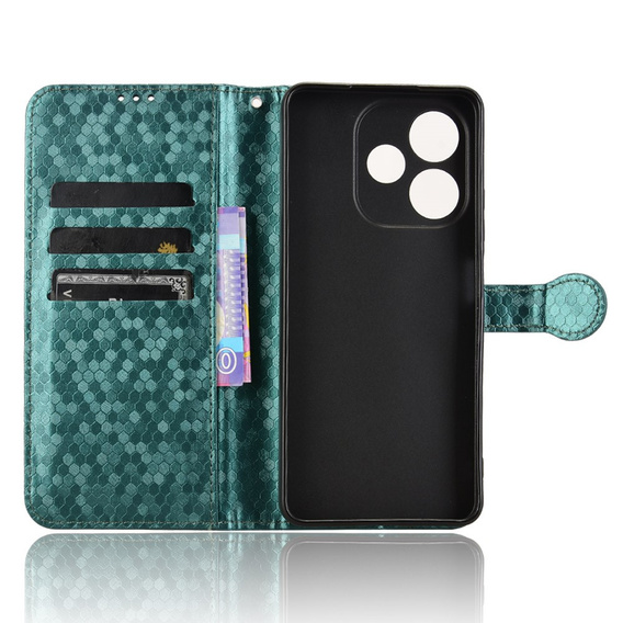 Husa cu clapetă pentru Oppo A5 Pro 5G, Wallet Rhombus, verde