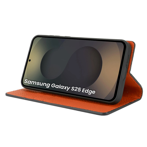 Cu clapetă pentru Samsung Galaxy S25 Edge, Litchi Skin Grain, albastru închis