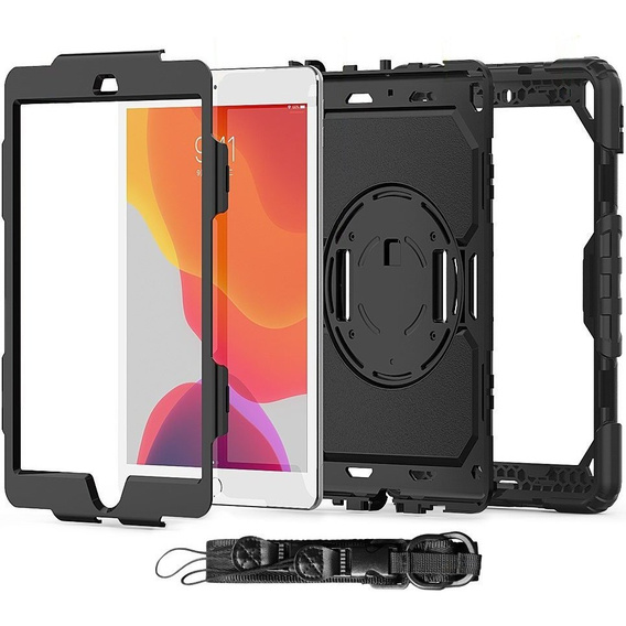 Husa blindată pentru iPad 10.2" 2021/2020/2019 (9/8/7 gen.), carcasă de protecție 360 cu slot pentru stylus, negru