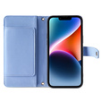 Cu clapetă pentru iPhone 15 Pro, Wallet Zipper Pocket, albastru