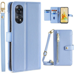 Cu clapetă pentru Oppo Reno8 T 4G, Wallet Zipper Pocket, albastru