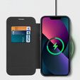 Cu clapetă pentru iPhone 13, RFID Wallet MagSafe CamShield, negru