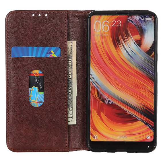 Huse pentru Samsung Galaxy S25 Ultra, Wallet Litchi Leather, maro