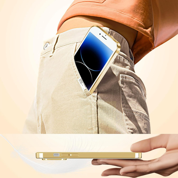 Husă pentru iPhone 7 / 8, Electro MagSafe, de aur + Sticlă pentru ecran