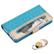 Carcasă cu clapetă pentru Samsung Galaxy S22+ Plus 5G, Wallet Pocket Zipper Lace, albastru