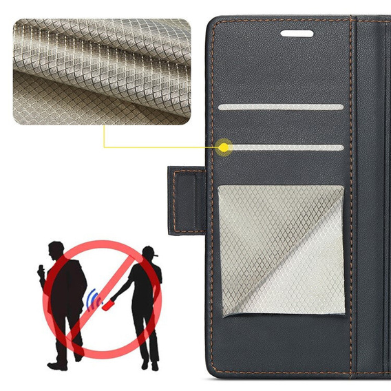 Husă pentru Xiaomi 15, ERBORD Glossy Litchi, portofel cu clapetă, negru