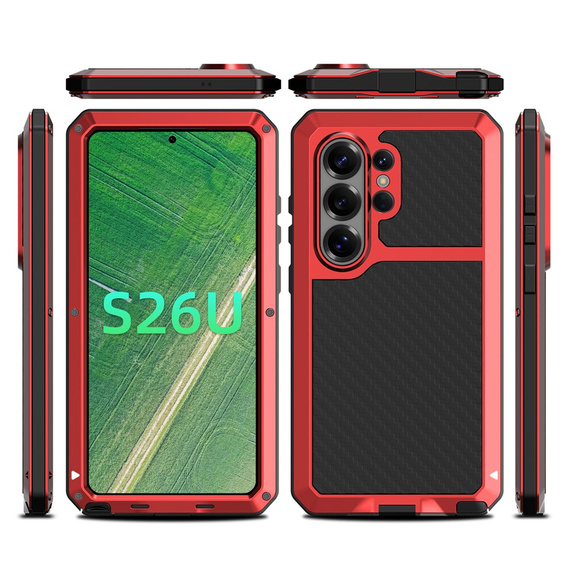 Husă blindată cu sticlă încorporată pentru Samsung Galaxy S26 Ultra, roșie