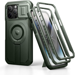 Husă blindată pentru iPhone 14 Pro Max, Dexnor CamProtect MagSafe, verde (Două rame)