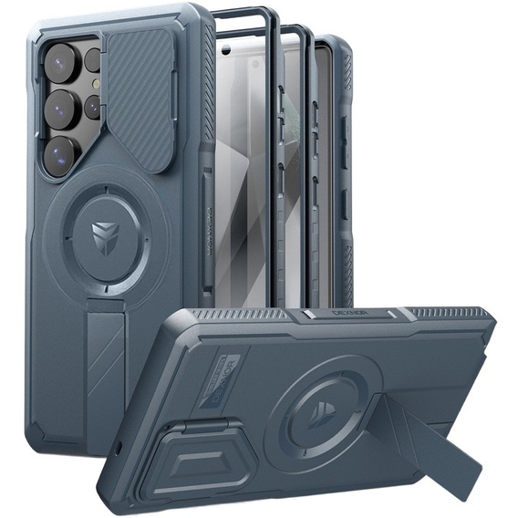 Husă blindată pentru Samsung Galaxy S25 Ultra, Dexnor CamProtect MagSafe, albastru (Două rame)