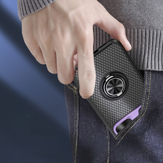 Huse pentru Samsung Galaxy S23, Camera Slide Ring, negru / violet