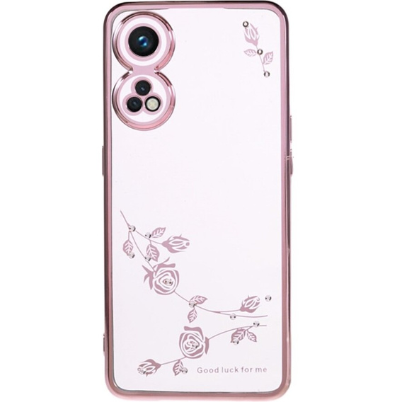 Husă pentru Oppo Reno8 T 4G, Glitter Flower, roz rose gold