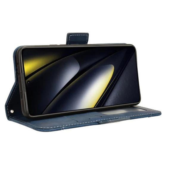 Cu clapetă pentru Xiaomi Poco F6, Card Slot, albastru închis