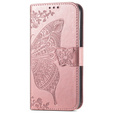 Cu clapetă pentru Motorola Moto G73 5G, Butterfly, roz rose gold