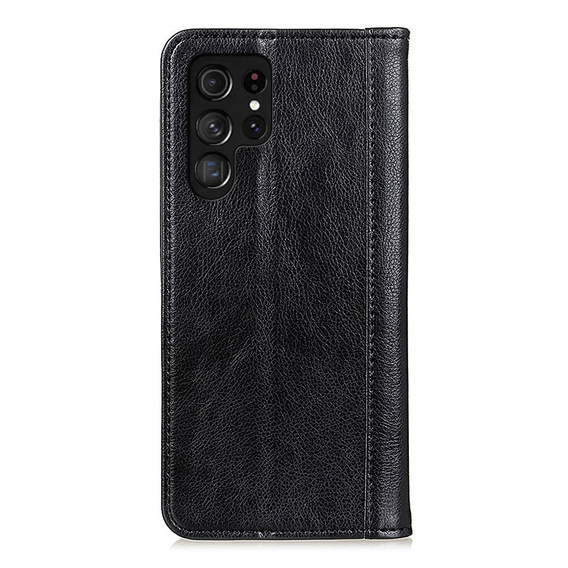 Husa cu clapetă pentru Samsung Galaxy S25 Ultra, Split Leather, negru