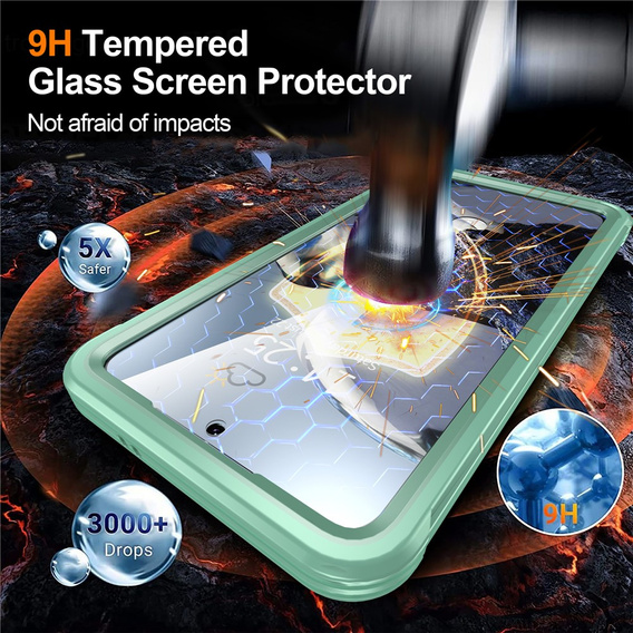 Husă pentru Samsung Galaxy S25 FE, Shockproof, cu sticlă, pentru MagSafe, verde