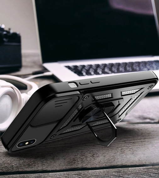 Husă blindată pentru iPhone XS MAX, CamShield Slide, negru