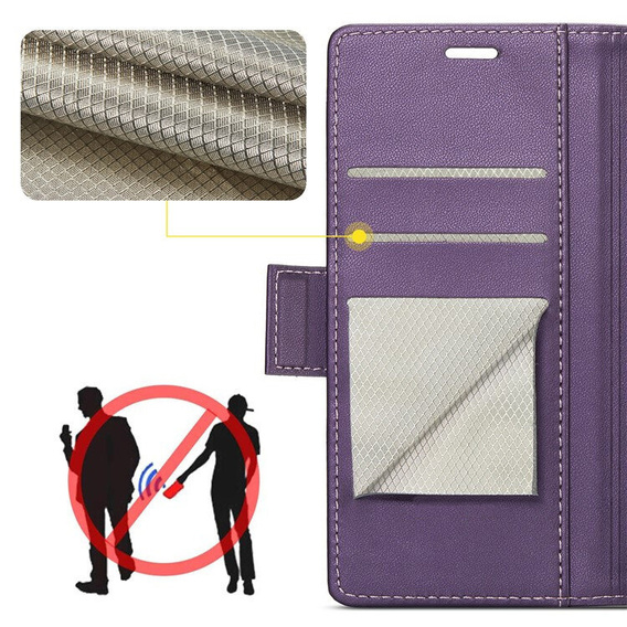 Husă pentru Xiaomi 15, ERBORD Glossy Litchi, portofel cu clapetă, violet