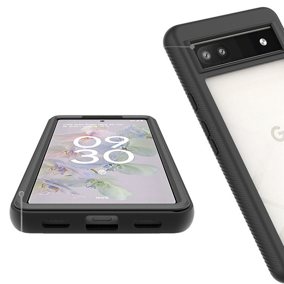 Carcasă pentru Google Pixel 6a, Shockproof, cu folie, negru