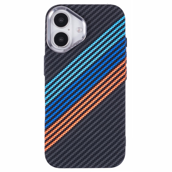 Carcasa pentru iPhone 16 Plus, Carbon Fiber MagSafe, albastru închis