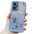 Husă pentru Motorola Moto G24 / G24 Power / G04, Glitter Flower, albastru