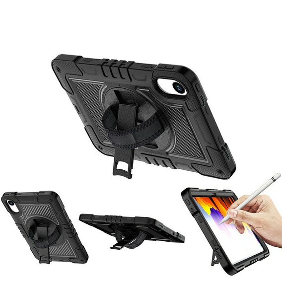 Husă blindată pentru Xiaomi Redmi Pad 2, cu suport și curea pentru umăr – negru