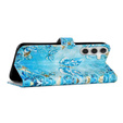 Cu clapetă pentru Samsung Galaxy A05s, Wallet, Blue Gold Butterflies, albastru