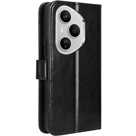 Cu clapetă pentru Honor 400 Pro 5G, Crazy Horse Wallet, negru