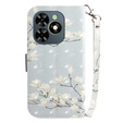 Cu clapetă pentru Infinix Hot 40i, Wallet, Magnolia Flowers gri