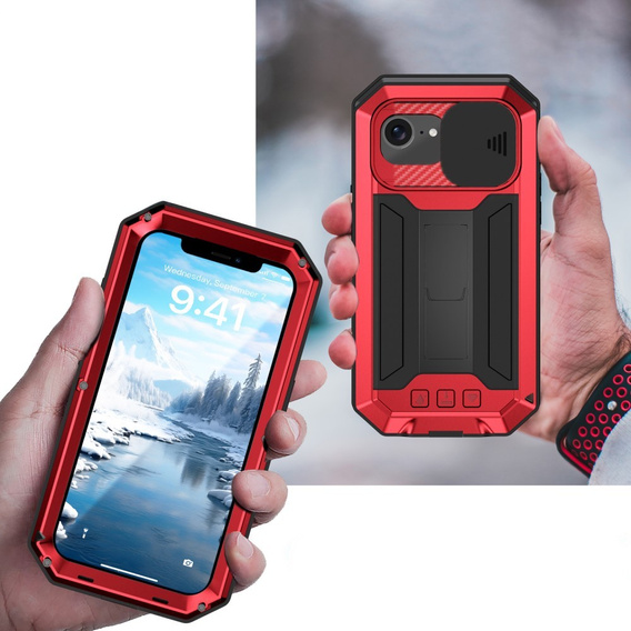 Husă blindată pentru iPhone 16E, R-JUST, roșu