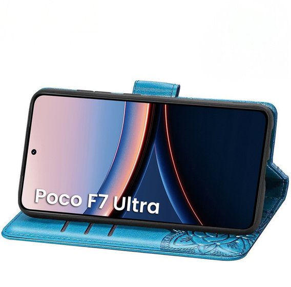 Cu clapetă pentru Xiaomi Poco F7 Ultra, Butterfly, albastru
