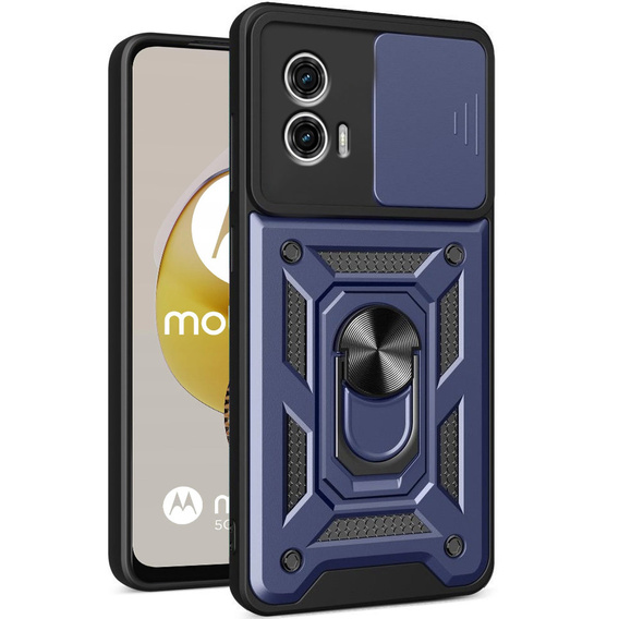 Husă blindată pentru Motorola Moto G73 5G, CamShield Slide, albastru